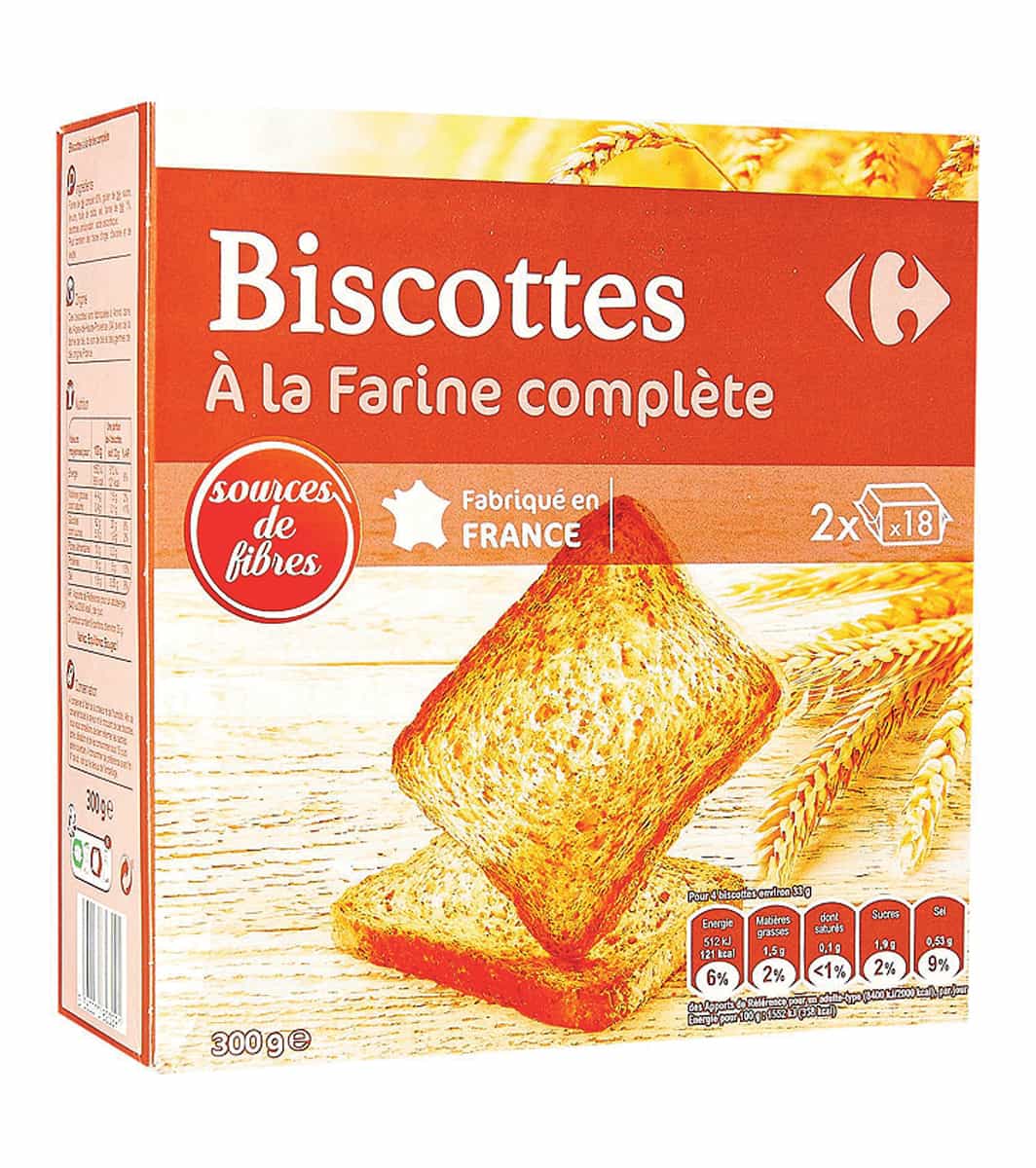 Biscottes à la farine complète - Carrefour Maroc