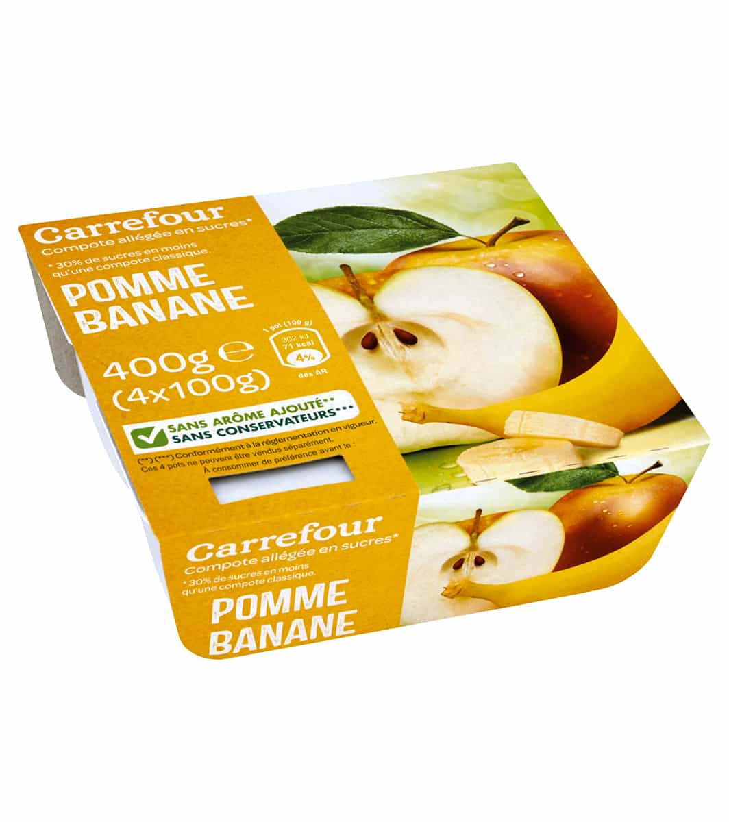 Compote pomme banane 4 pots - Carrefour Maroc